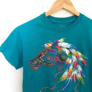 Oklahoma Embroidered Horse Graphic Tee Size Small